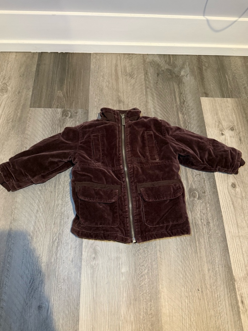 Kenneth Cole Reaction Corduroy Hooded Jacket Brown 18M Unisex Lined Zip